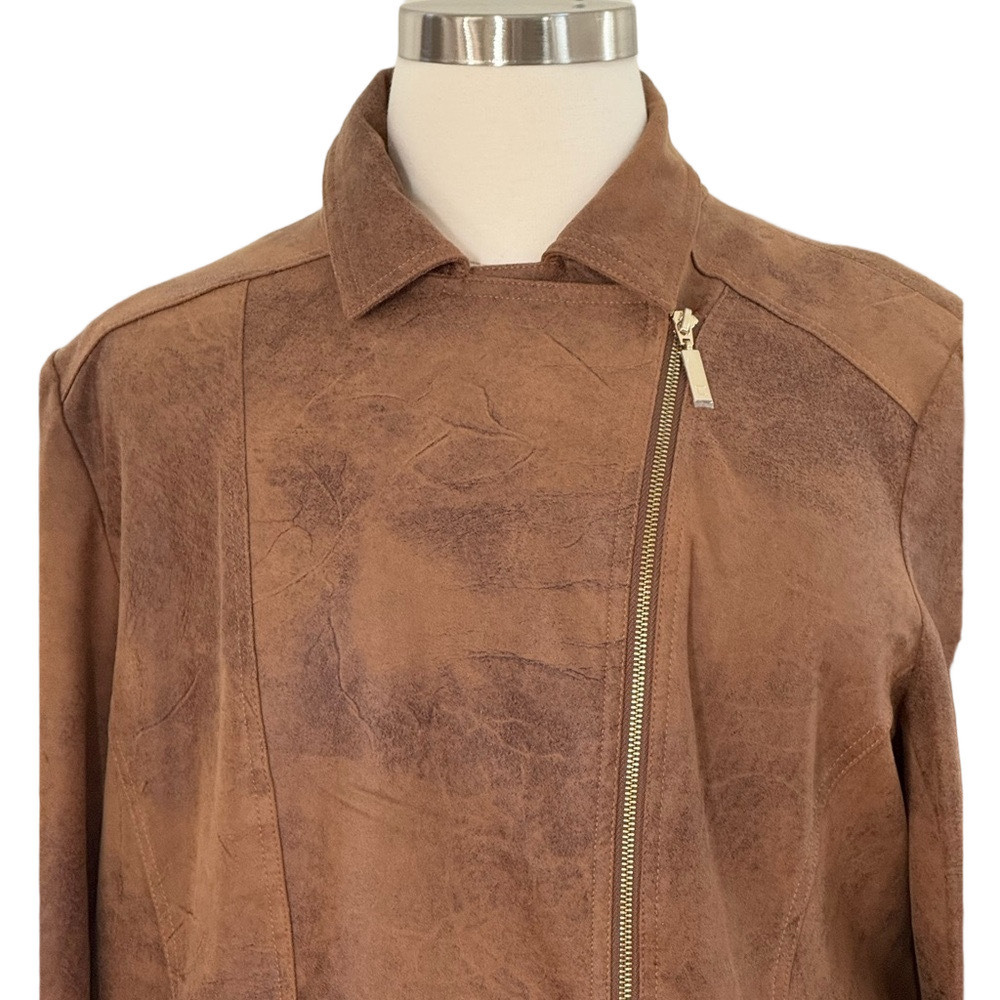 Chico's Brown “Leather” Women's Jacket Size 20 (Chico’s size 4) - Picture 2 of 15